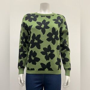 Floral Green and Black Sweater